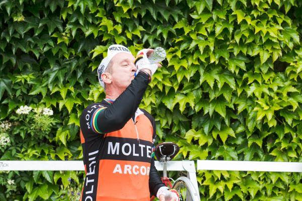 Cyclist drinking Buxton Water to stay hydrated
