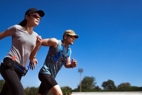 Two runners marathon training