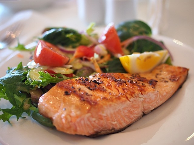 Healthy salmon dinner